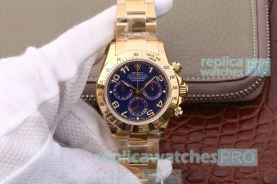 Swiss Replica Gold Rolex Daytona Watch Blue Dial 40mm From JH Factory